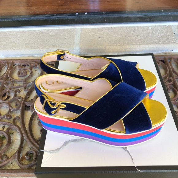 NIB Gucci Softy Velvet women’s platform sz 40 - Picture 2 of 8